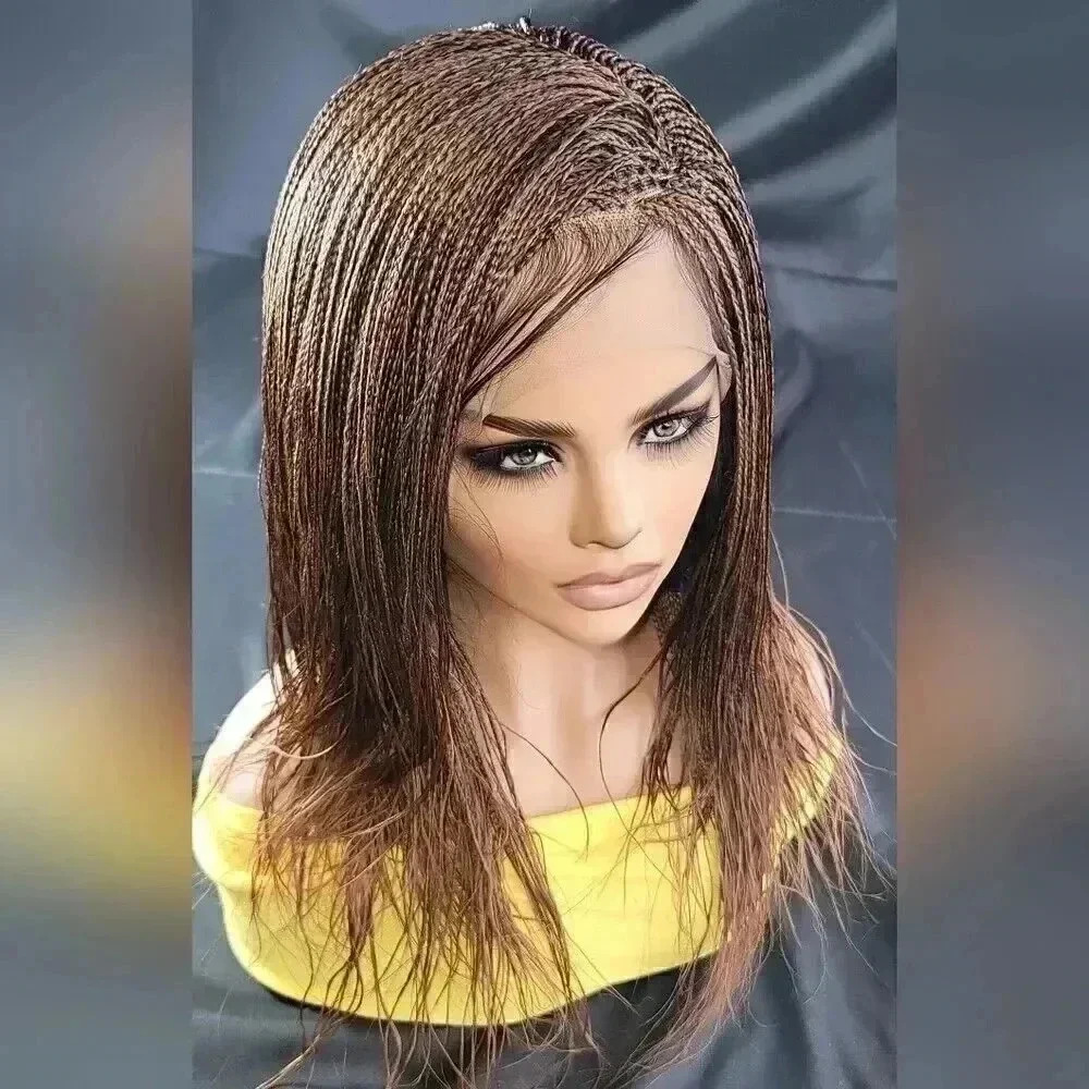 Handmade Auburn Ombre Braided Lace Wig Micro millions braids, medium. YASSINE - Picture 11 of 15
